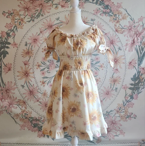 Liz Lisa Sunflower Floral Print Onepiece Dress Vintage Y2k Iconic Gyaru Gal Mori - Picture 9 of 12